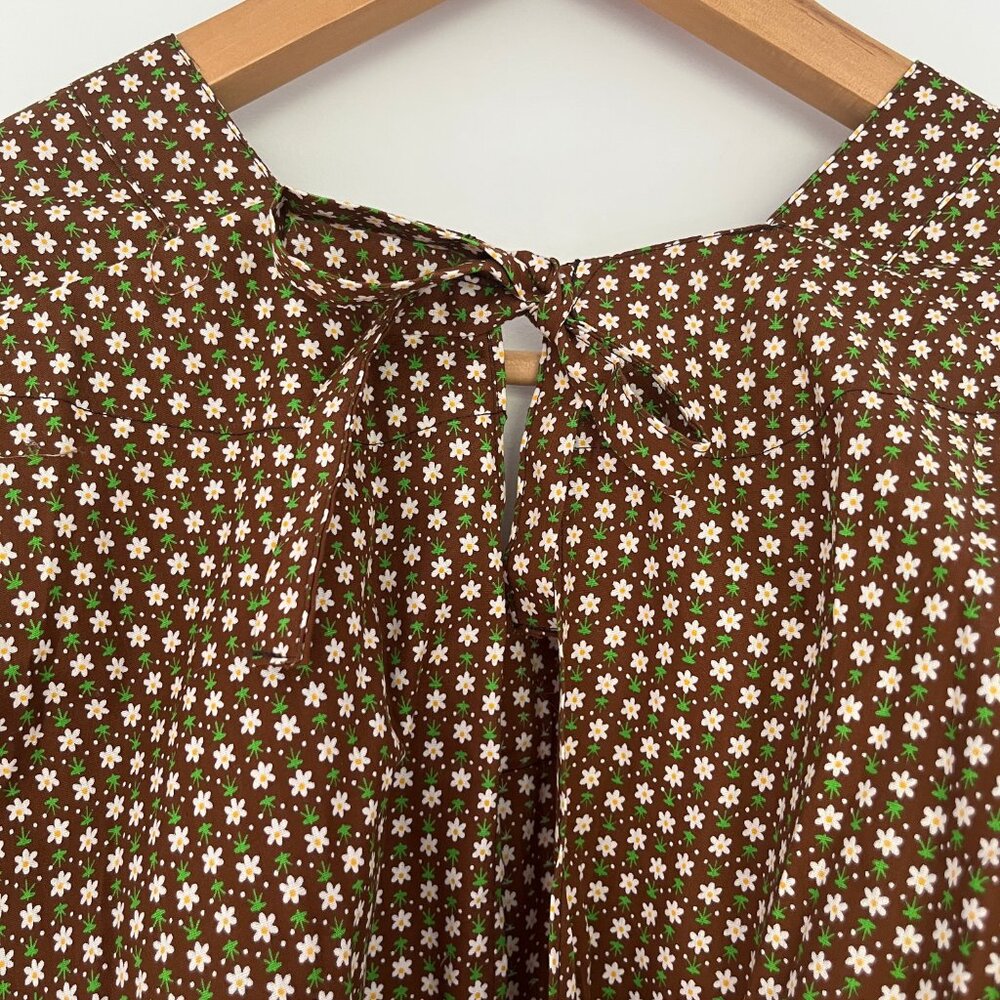 Vintage Japanese Calico Print Cotton House Dress / Apron Women's Large - Picture 4 of 15